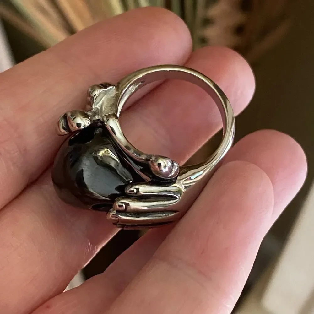 Black Skull Hand Ring Stainless Steel Size 10